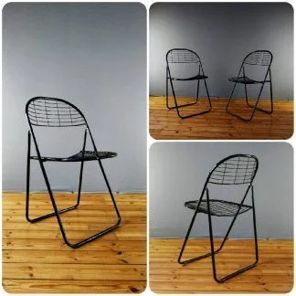 Chaise pliante vintage métallique noir de Niels Gammelgaard, années 1980