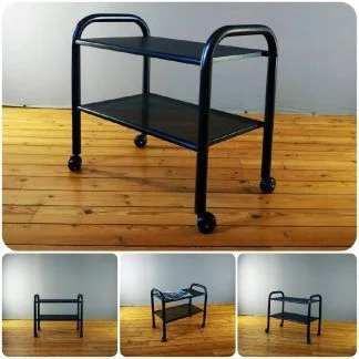 Desserte noire roulante vintage à 4 roulettes pour Habitat, années 1980
