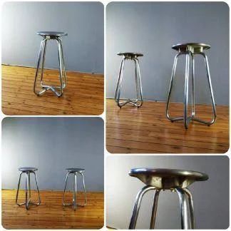 Tabouret haut vintage en aluminium et acier inoxydable pour Habitat