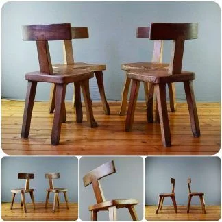 Ensemble de 4 chaises vintage en bois massif dans le goût de Olavi Hänninen
