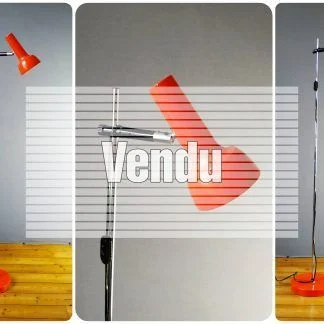 Lampadaire liseuse vintage chrome à 1 spot laqué métal rouge S70