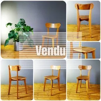 Chaise vintage ancienne en bois de hêtre naturel 1950/60