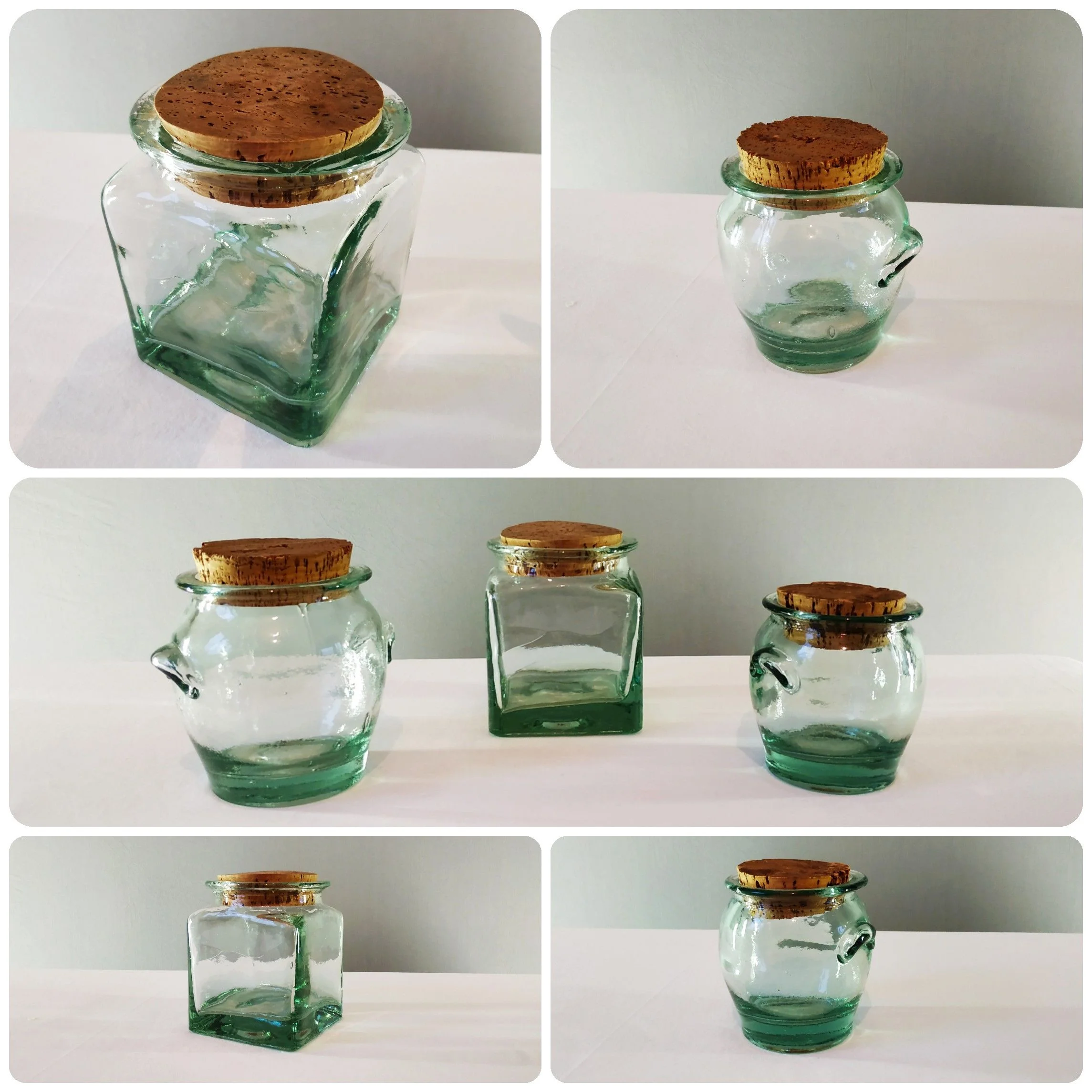Bocaux vintage en verre ancien et bouchons de liège, années 1950/60