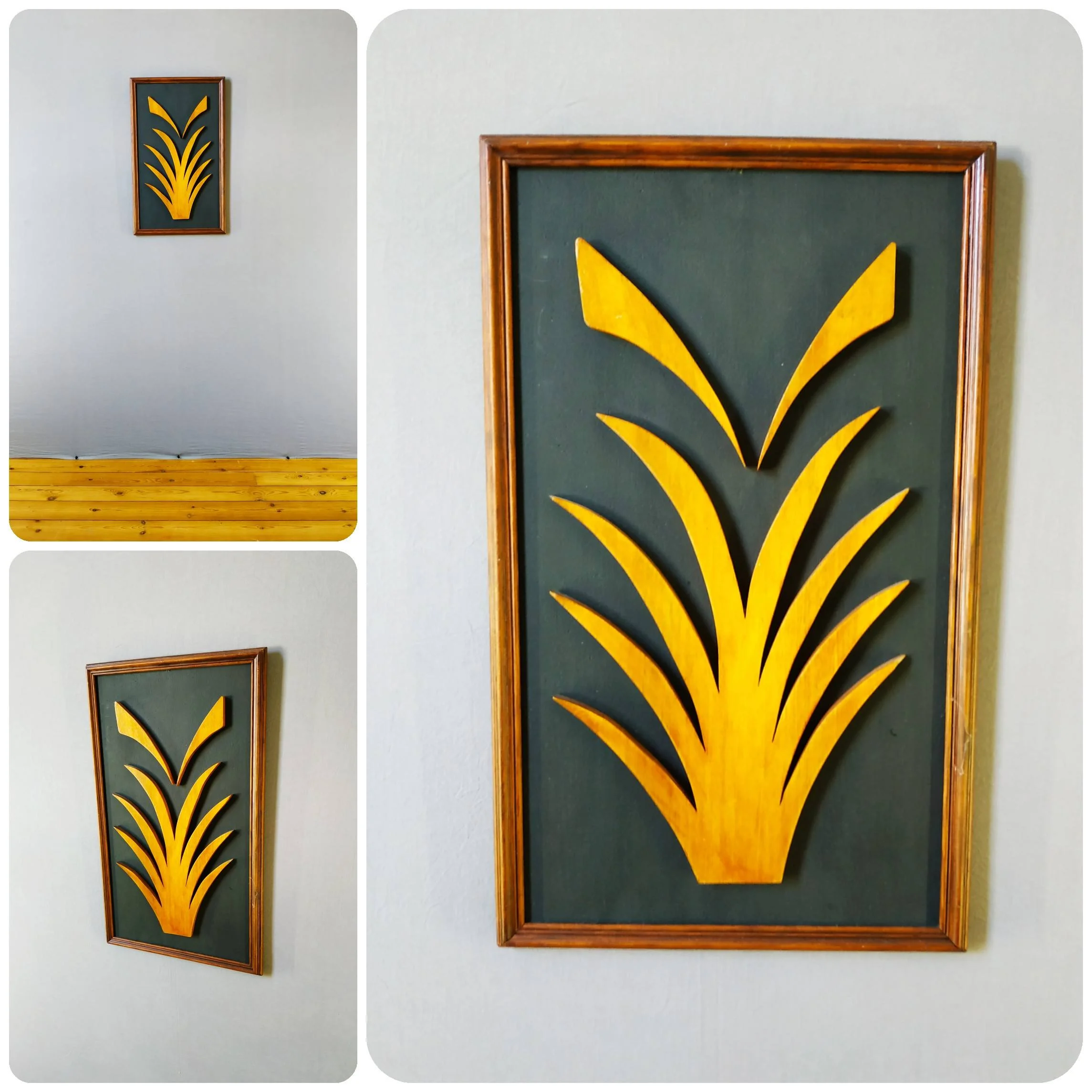 Ancien tableau cadre en bois décoratif sur fond noir vintage