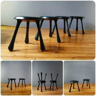 Tabourets anciens en bois noirci du designer Ingvar kamprad pour Habitat, années 2000