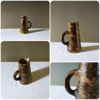 Pichet ancien en céramique grès très décoratif, années 50 à 60