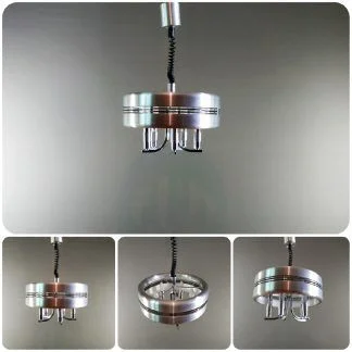 Suspension lustre en acier brossé et chrome, style space age, années 1970