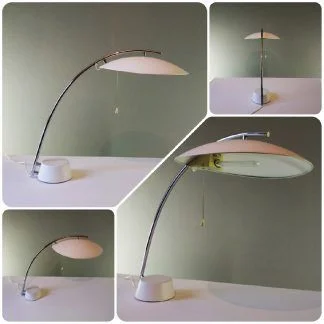 Lampe à poser de bureau blanche et chromée pour Ikea vintage, S'80