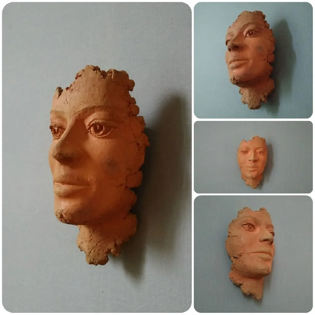 Sculpture vintage décoration intérieure en terre cuite, années 1960