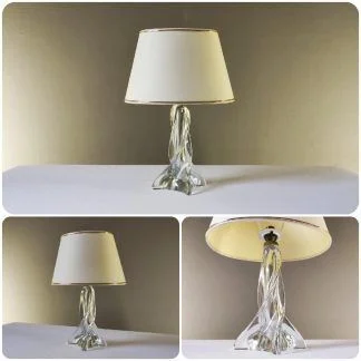 Lampe à poser de chevet style ancien en cristal, années 1960