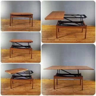 Table de repas extensible en bois et métal de Albert Ducrot et éditée par Ducal, années 1950