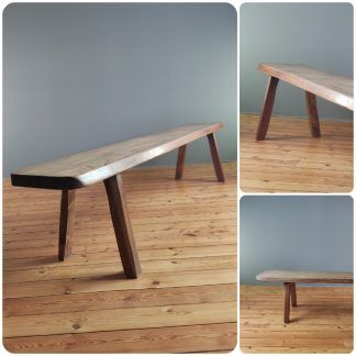 Banc en bois d'orme "d'inspiration" Olavi HANNINEN. Banc BRUTALISTE en bois de la maison ARANJOU, années 1950/60